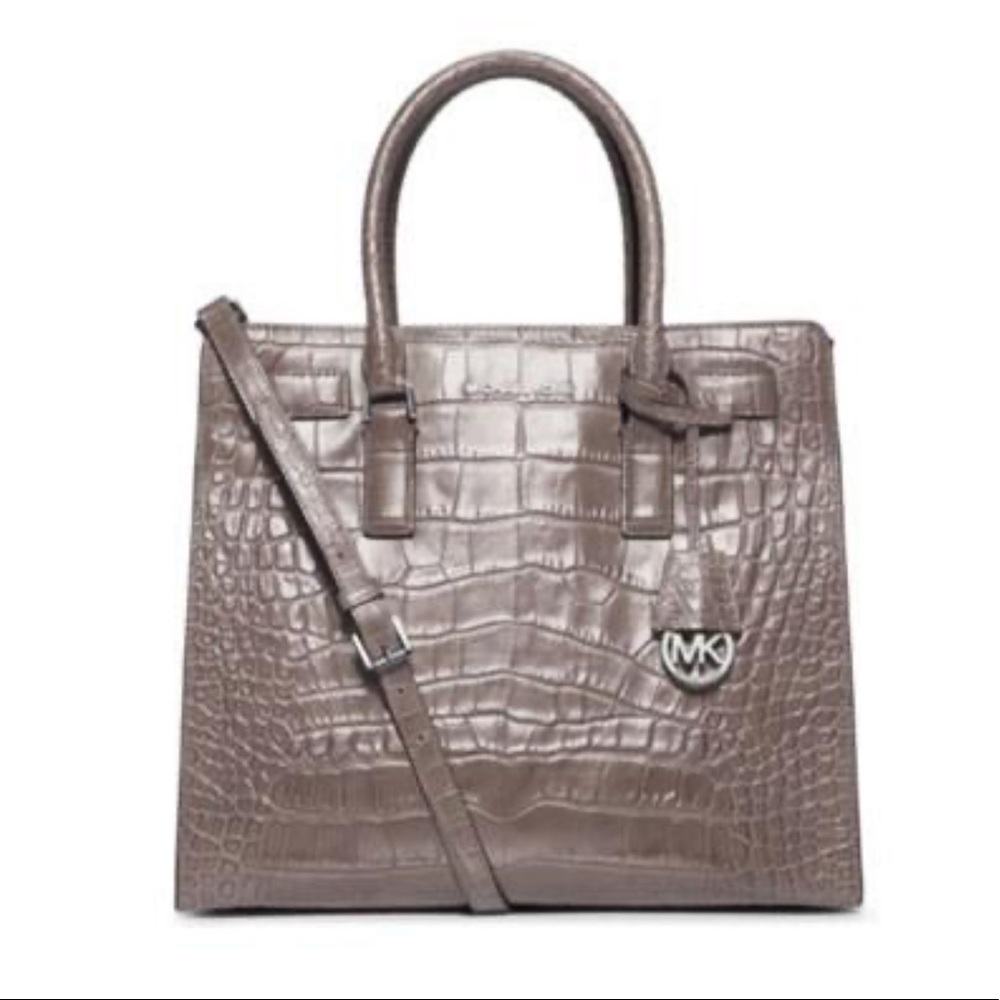Grey faux gator skin,  real leather Michael Kors